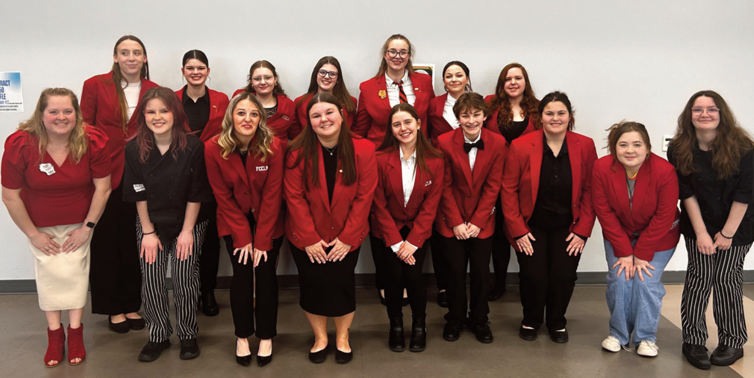 FCCLA members taking part in the record-breaking day were (l-r) front: FCCLA Advisor Ms. Sarah James, Hayden Turner, Tyra Couey, Madelyn Bark, Mallory Allen, Tate Blum, Ann Marie Tomas, Rose Reeson, and Salem Ammann .; back: Audrey Hoyer, Sidney Stefkovich, Emma Butteris, Ella Wieczorek, Addy Hoyer, Ash Stone, and Elena Snyder.