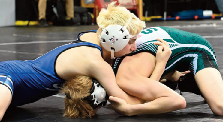 Pointer Trigg Riley controls his opponent. Heather Olson photo.