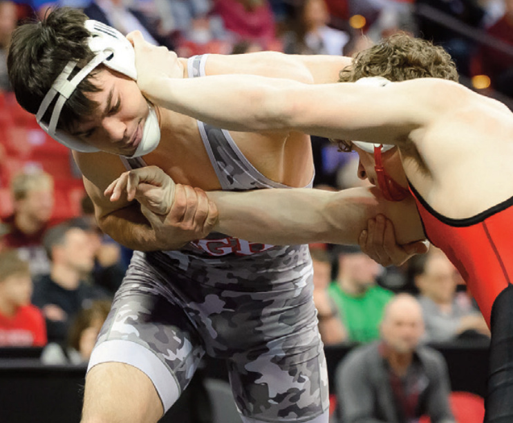 lowa-Grant/Highland's Jaxon Busse was in a battle Saturday. Jonelle Degenhardt photo.