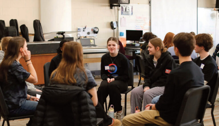 Students from several schools spent a day at Dodgeville recently discussing ways to positively affect youth and soci- ety.