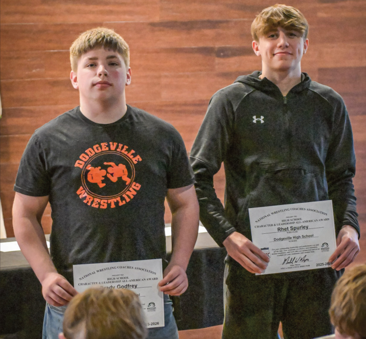 Brady Godfre (left) and Rhett Spurled received High School Character & Lead- ership All-American Awards.