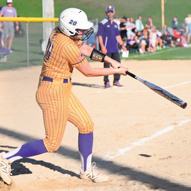 Aleea Norton connects on a pitch for a hit. Anita Schmid photo.