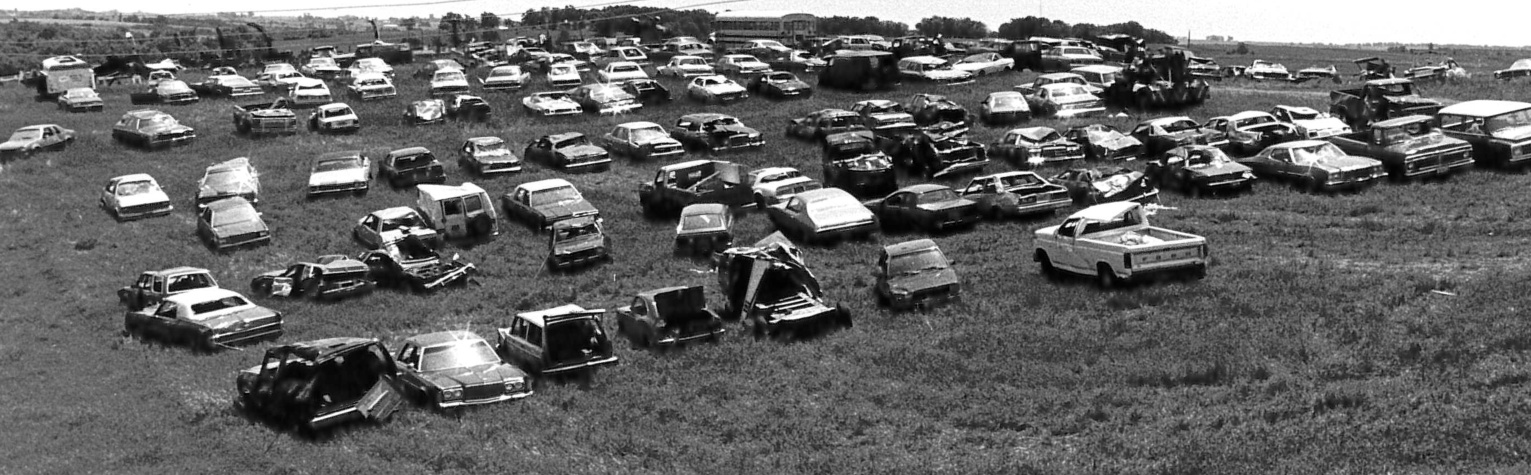 A field on the west side of Barneveld ended up being a graveyard for the vehicles that were destroyed in the tornado.