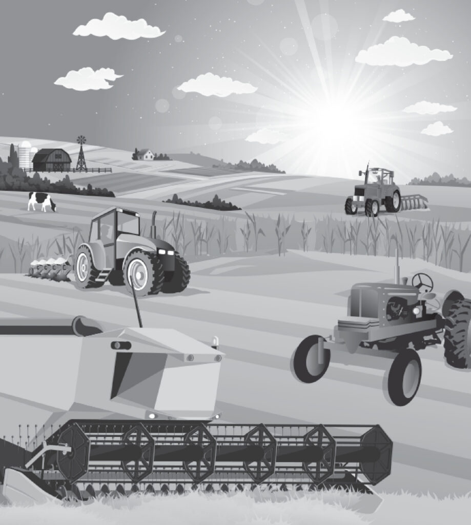 Clipart of a farm and machinery