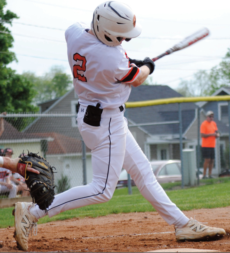 Bryce Crubaugh-Lockard started the game with this swing that resulted in a home run. Toimmi Crubaugh photo.