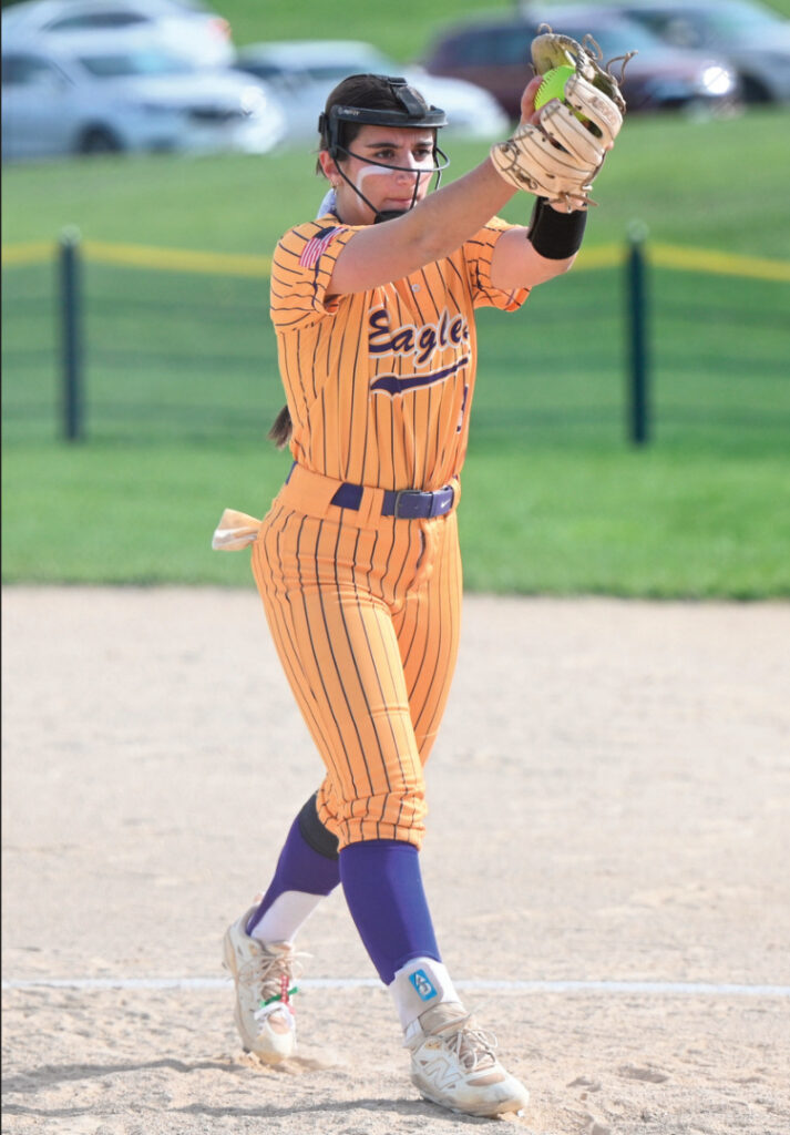 Hannah Esch winds up to deliver a pitch. Photo by Anita Schmid.