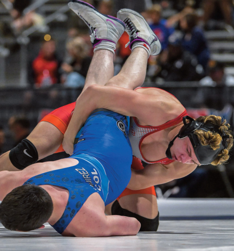 Haakon Peterson looks to move in for a takedown and points in one of his matches at Las Vegas. Photo by Bret Peterson.