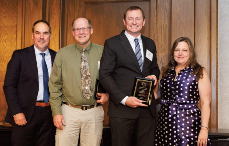 Pictured left to right: Chris Klein - Executive Director ACEC, Craig Hardy - Iowa County Highway Commissioner, Ellery Schaffer - President Jewell and Associates and Tonia Westphall - Chair ACEC.