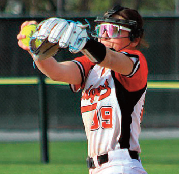 Mikayla Lathrop was nearly unhitable. Angie Borne photo.