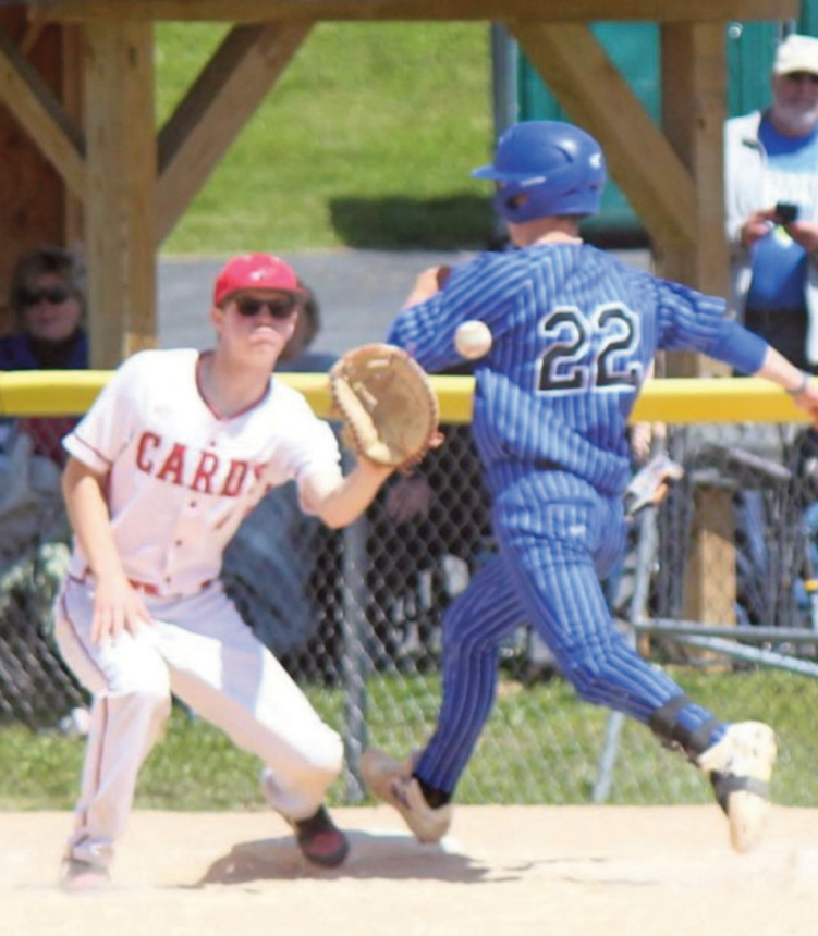Pointer Adam Cody beats out this throw for a single Saturday against Brod- head.