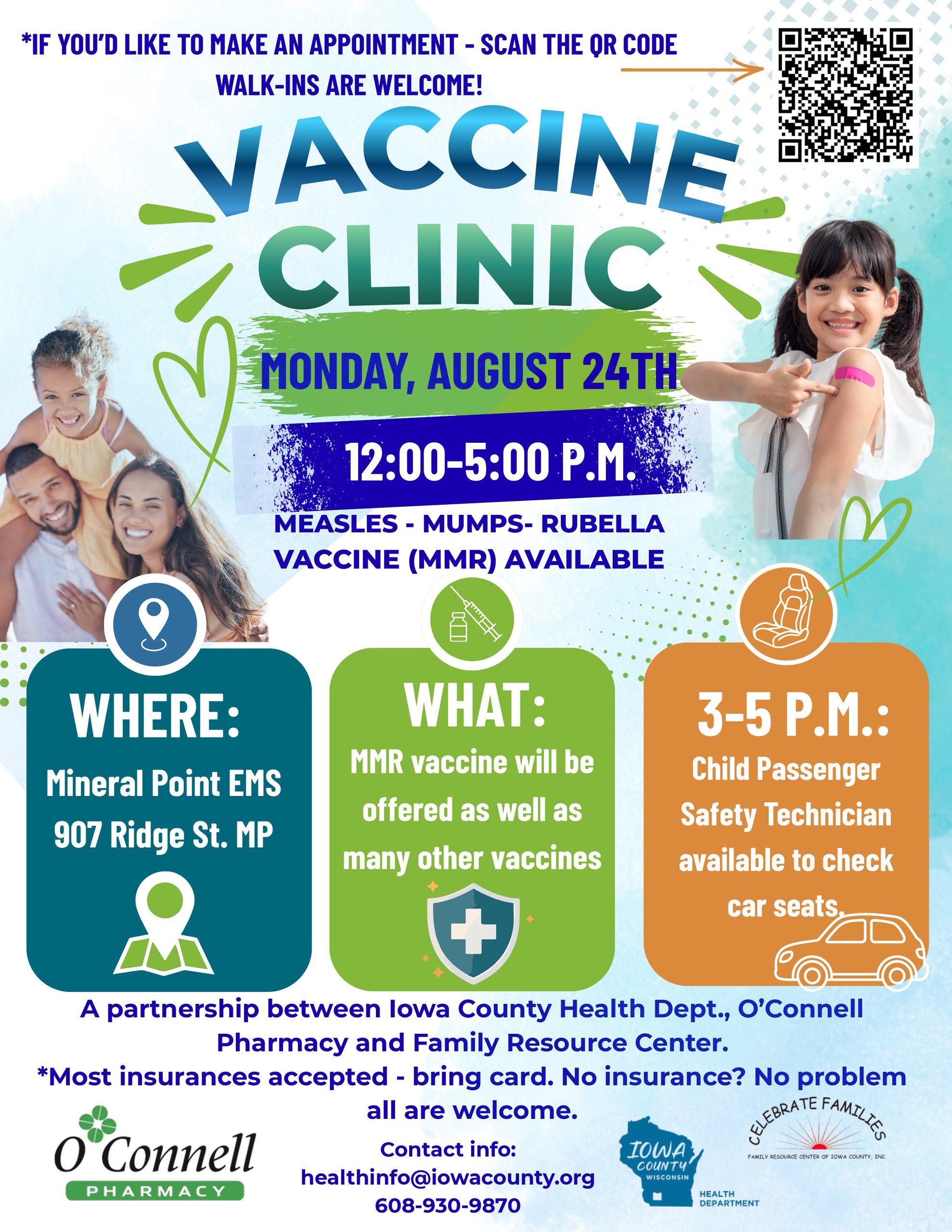 Vaccine Clinic Monday, August 24, 2026 from 12noon-5pm