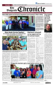 Dodgeville Chronicle – August 27 cover