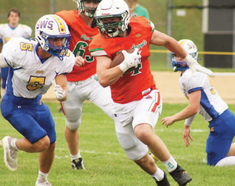 Pec/Argyle's Griffin Schlafi finds a hole. Photo by Kayla Barnes.