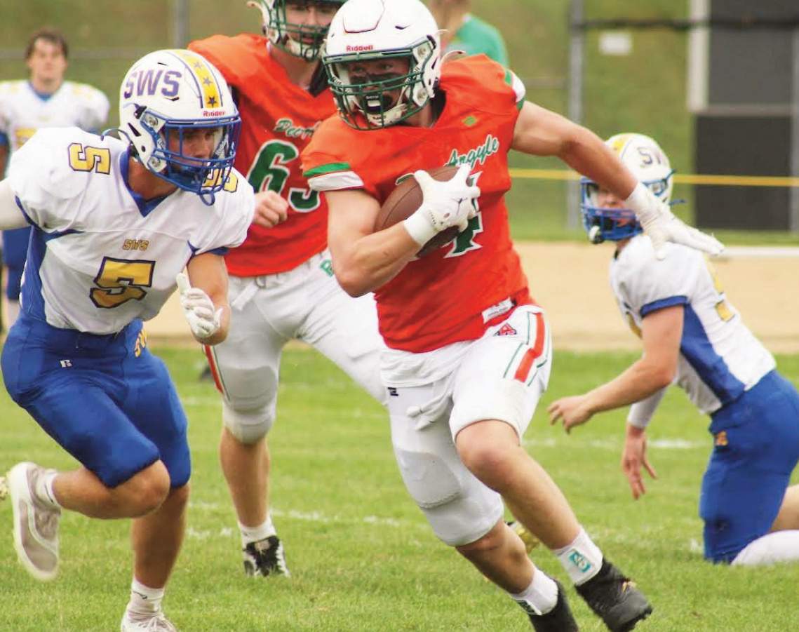 Pec/Argyle's Griffin Schlafi finds a hole. Photo by Kayla Barnes.